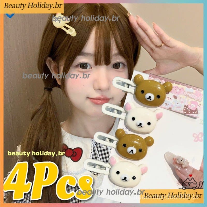 Rilakkuma Dos Desenhos Animados Bonito Hairpin Kawaii Doce Adorável Franja Clipe Lateral Estilo Universitário Versátil C
