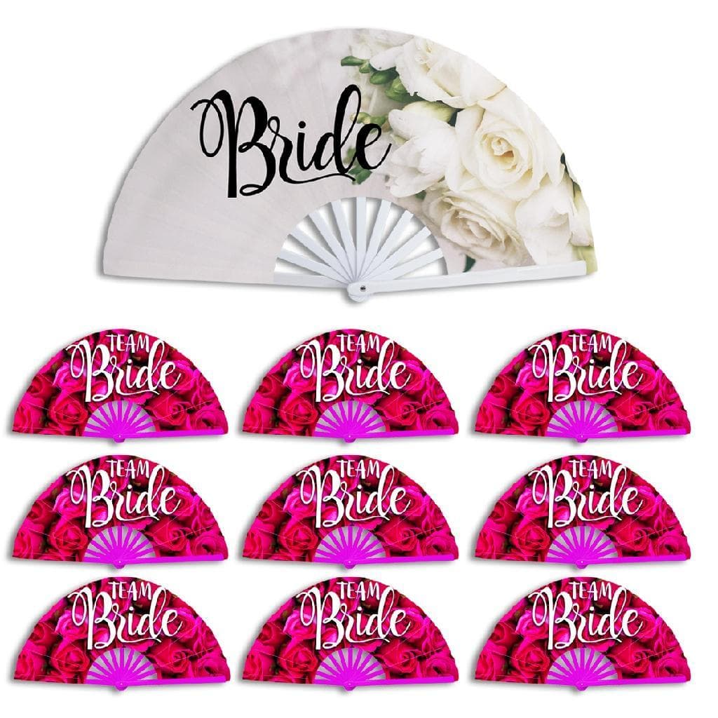 Kit 10 Leques 9 Team Bride 1 Bride Despedida De Solteira, Casamentos Madrinha