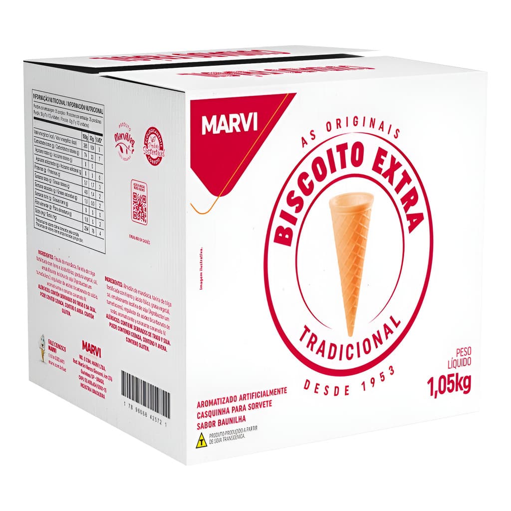 Casquinha Biscoito Extra  Marvi Sorvete ou Cone C/ 300 und