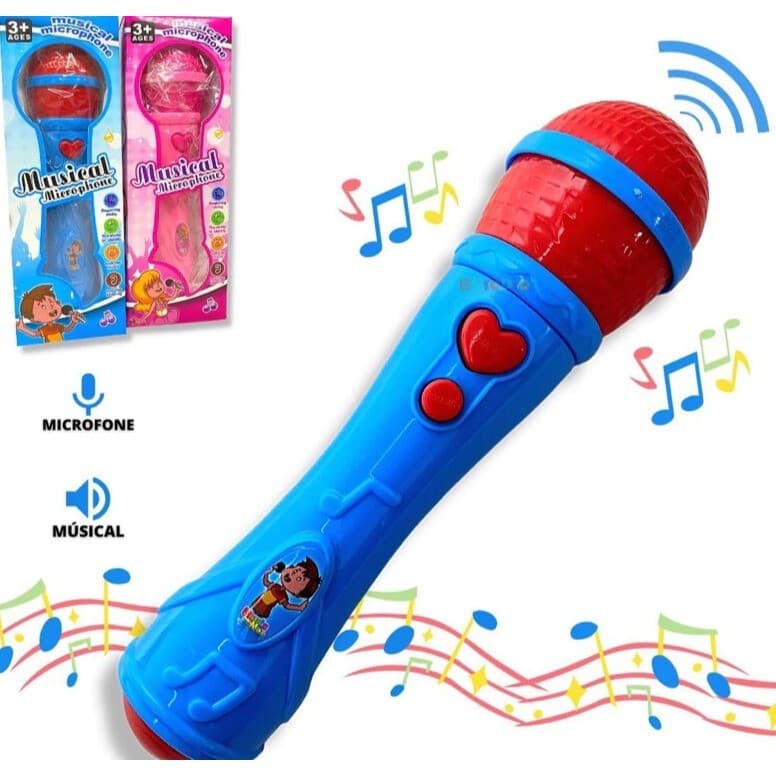 Microfone Infantil Sai a Voz e Musical Brinquedo Cantor Rock