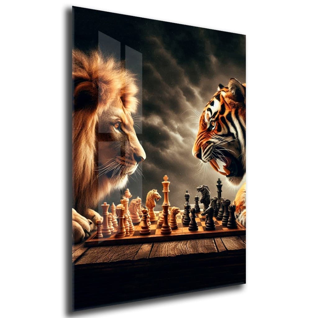 Quadro Decorativo GRANDE Alta Resolução Para Sala Quarto Escritório Quadro Leão Jogando com Tigre