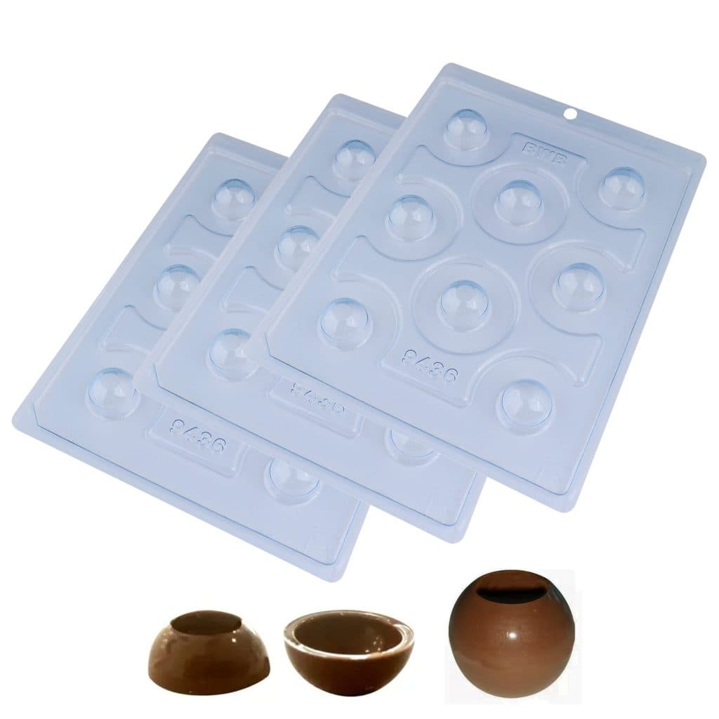 Forma Silicone BWB Esfera Com Furo Ref 9436 Chocolate 8 cavidades