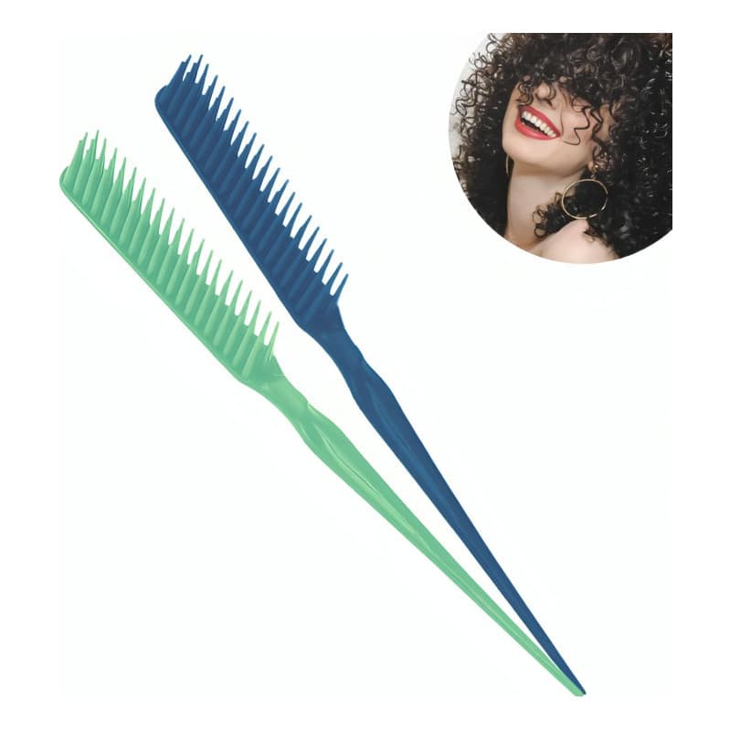 Kit 2 Pentes Para Fitagem Cabelo Ondulado Cacheado E Crespo Pente 3 Fileiras