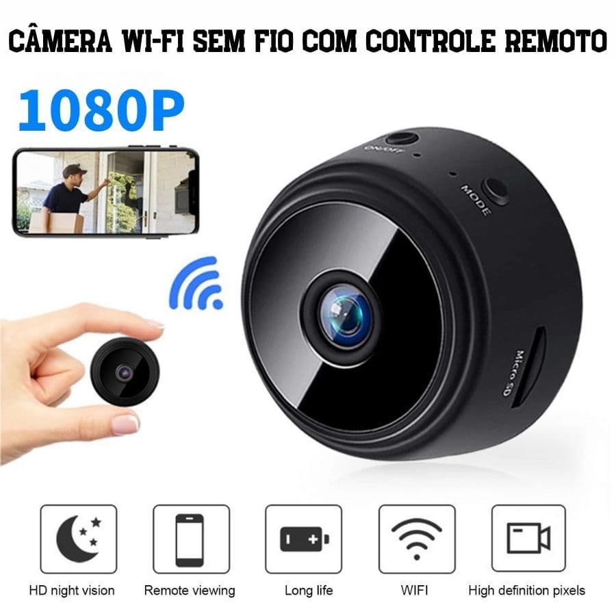 Câmera A9 Mini HD conexão Wi-Fi sensor de movimento 110V grava em cartão de memória com suporte envio imediato