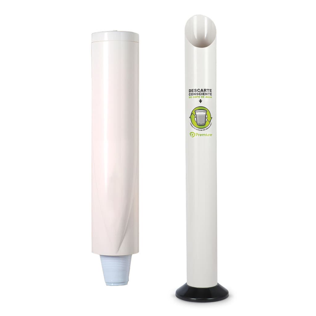 Kit Suporte Porta Copo Descartável Água 180 ml + Lixeira Clean Executiva