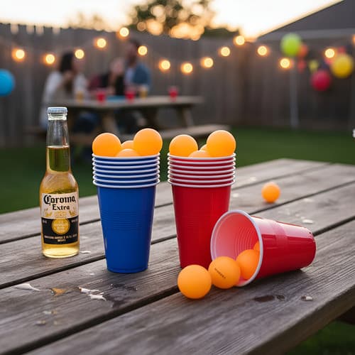 Jogo Beer Pong 12 Copos 400ml 12 Bolinhas Churrasco Festa