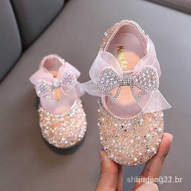 Adequado para meninas crianças elegantes e confortáveis sapatos de princesa adequados para sapatos de dança de aniversár