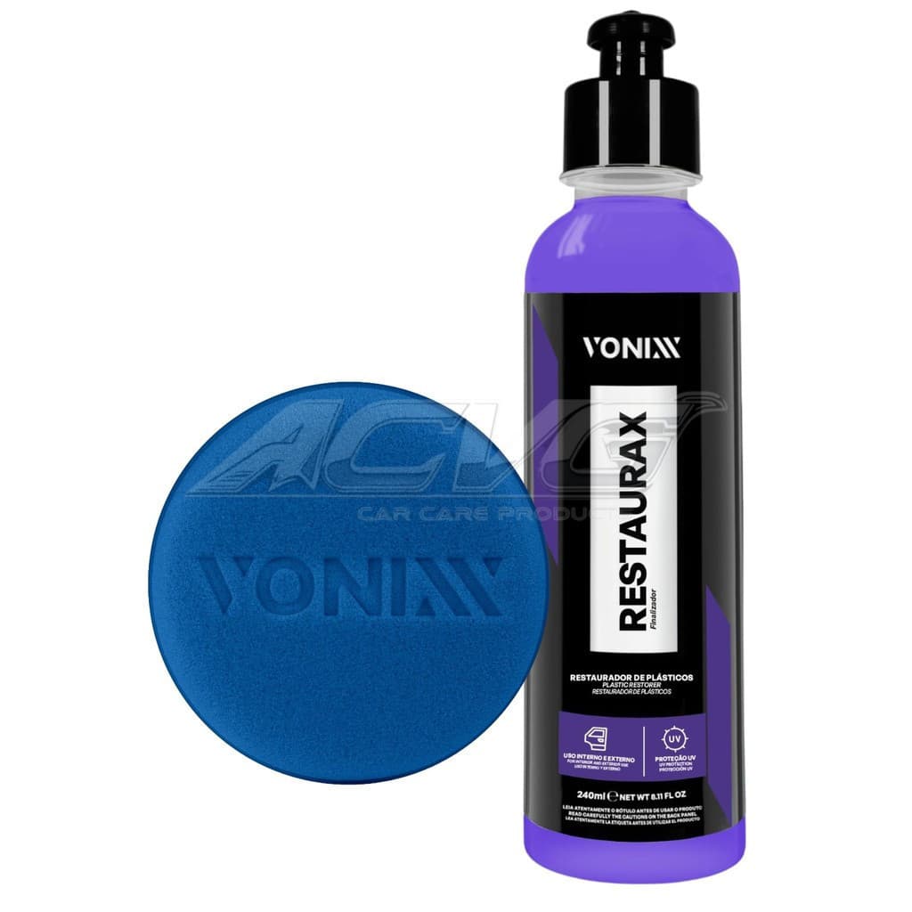 KIT Restaurax 240ml Vonixx e Aplicador Restaurador e Revitalizador de Plásticos Internos e Externos