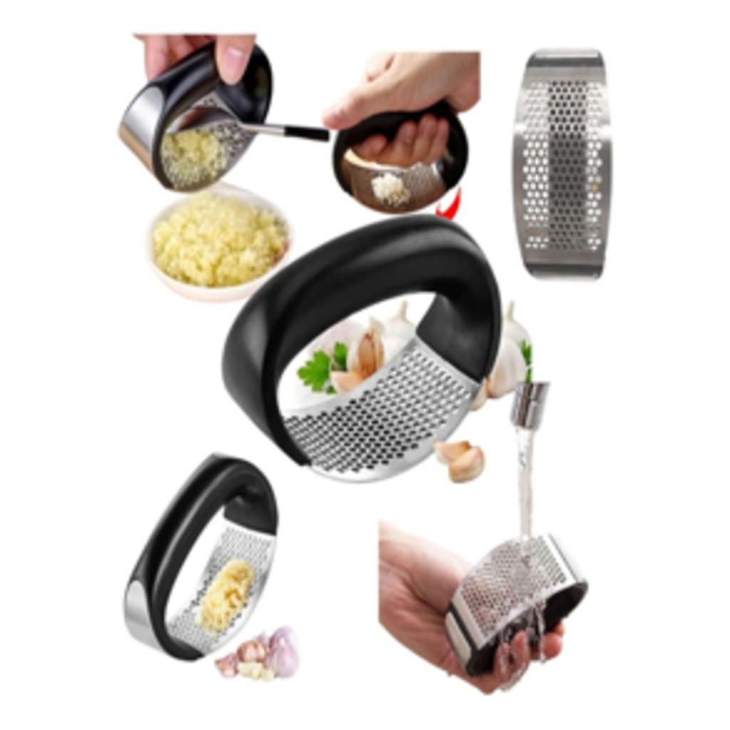 Espremedor Amassador de Alho Inox Manual Com Pressão
