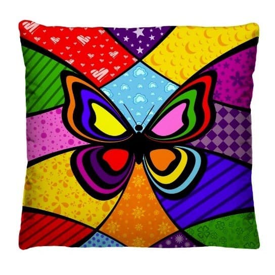 Capa Para Almofada 45x45 Borboleta Colorida