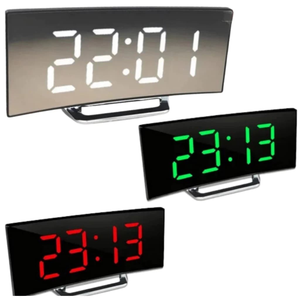 Relógio Curvado Led Digital De Mesa Espelhado Despertador Jiaxi DT-6507