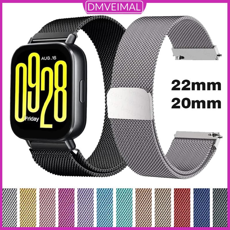 Pulseira 22mm 20mm De Metal Aço Para Relógio Redmi Watch 5 Active 5 Lite/Samsung Galaxy Watch 7 6/Amazfit/Garmin/Huawei