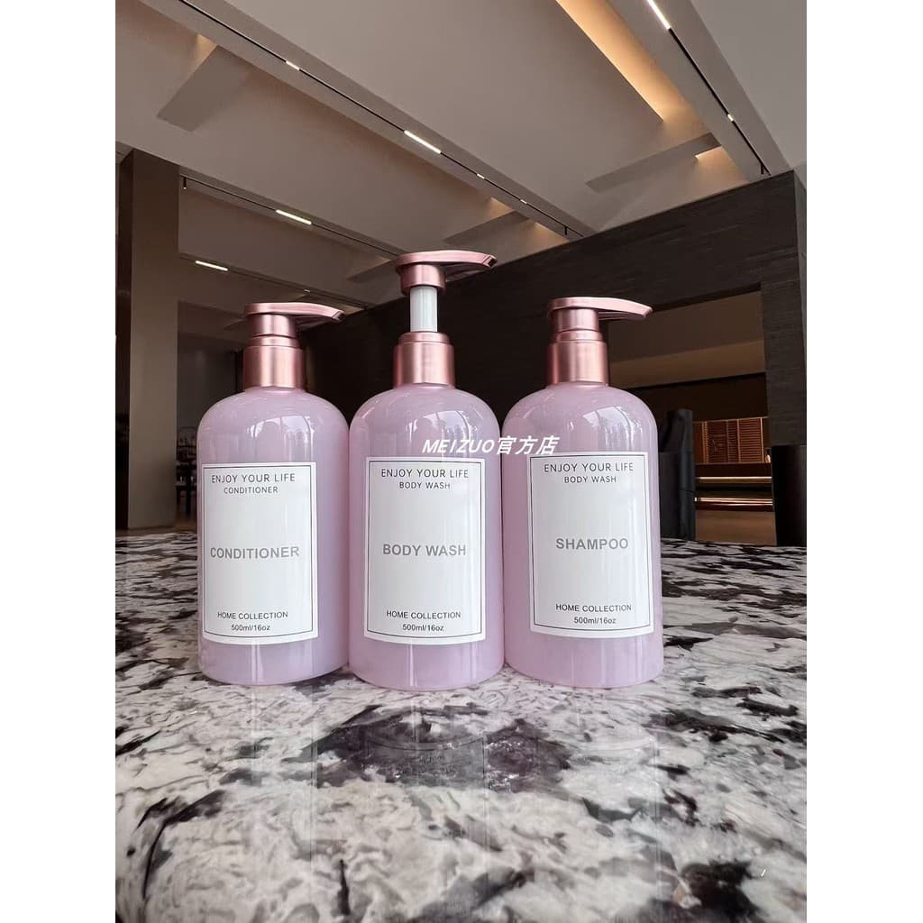 Fragrância Shampoo Gel de banho garrafa vazia 500ml minimalista preto à prova de luz loção de salão de beleza óleo essen