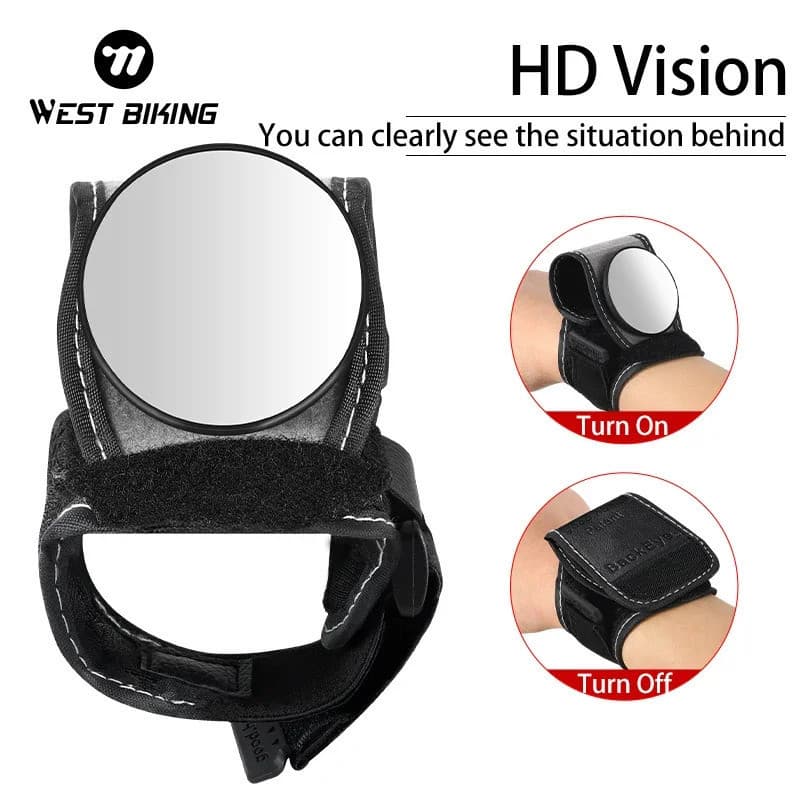 Espelho Convexo de Segurança para Bicicleta WEST BIKING HD, Espelho Retrovisor de Pulso, Acessórios de Ciclismo, Espelho