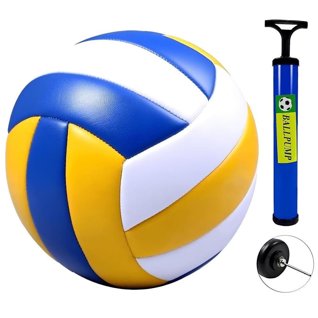 KIT BOLA DE VOLÊI OFICIAL+ BOMBA DE AR ORIGINAL TAMANHO PROFISSIONAL N° 5 VOLEIBOL MENINO E MENINA