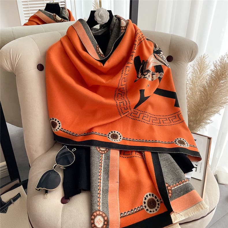 FashionThick Inverno Quente Falso Cachecol De Caxemira Feminino Padrão De Cavalo Pashmina Poncho Cachecóis Xale Foulard