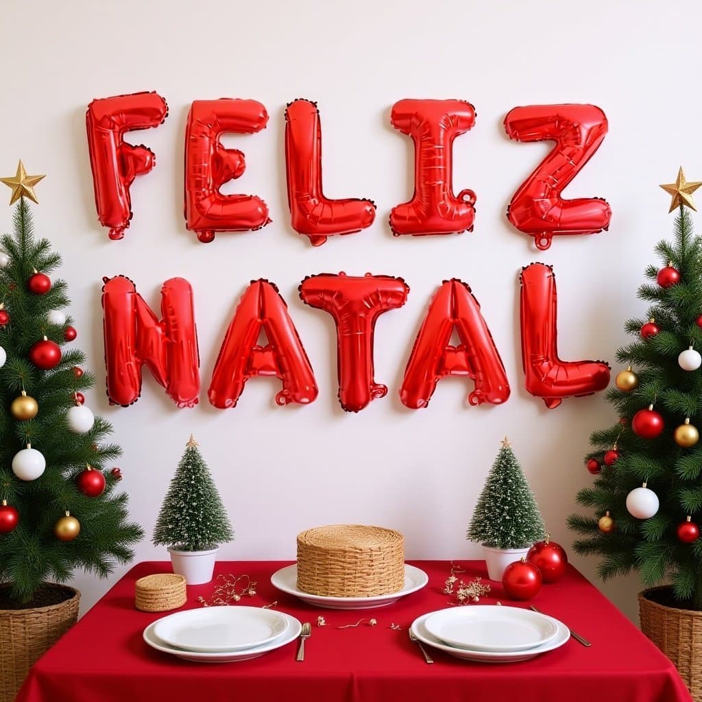 Kit 10 Balões Enfeite de Natal Decoração Feliz Natal Metalizados Vermelho 37cm