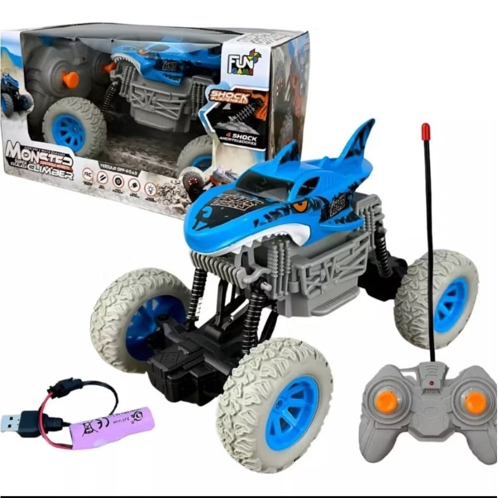 Carrinho de Controle Remoto Big Tubarão 4x4 Recarregável