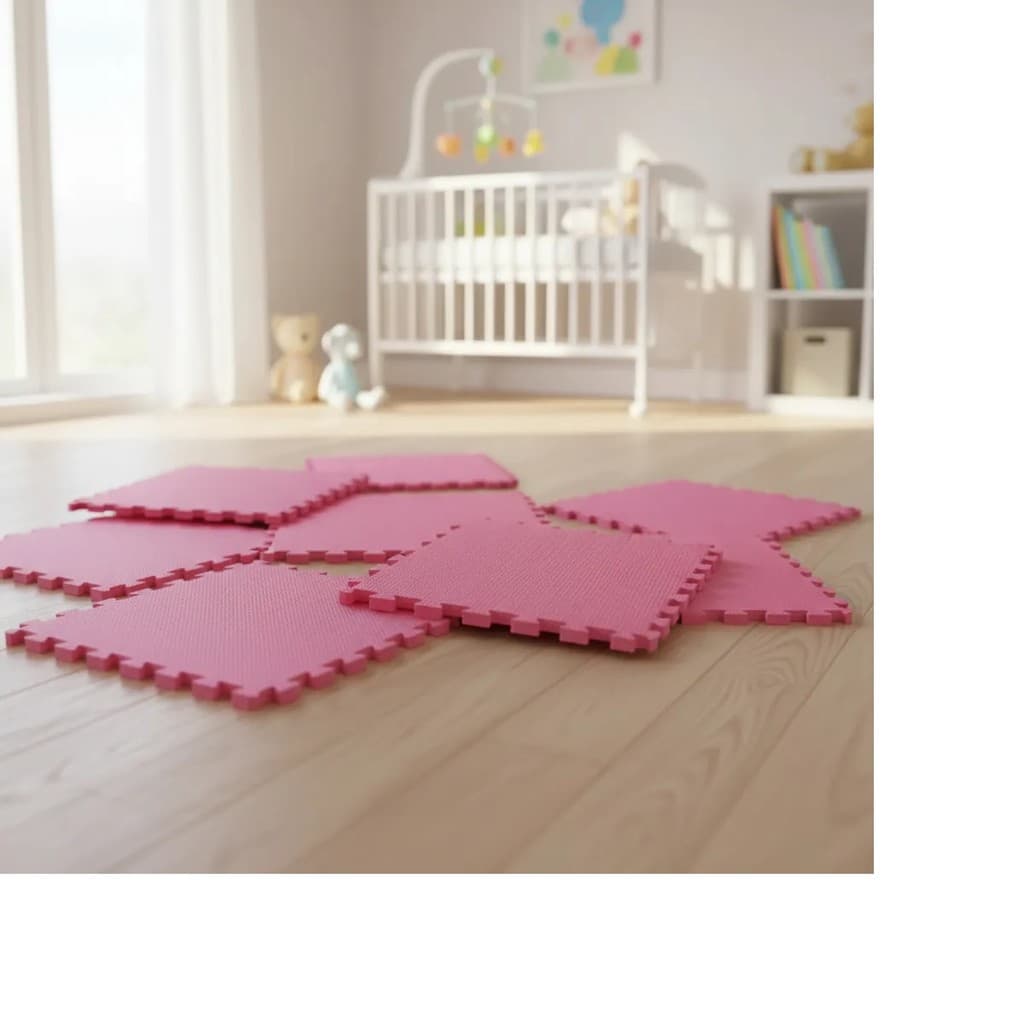 Kit 12 Tatames Tapetes EVA 50x50x1cm 10mm Vermelho Linha Premium com Bordas de Acabamento
