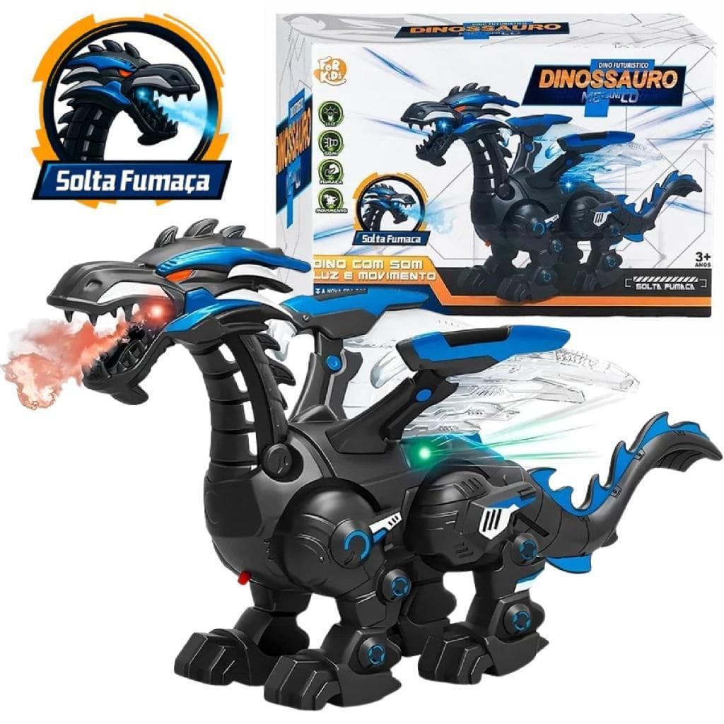 Brinquedo Dragão Dinossauro Elétrico Solta Fumaça Com Som, Luz  Movimento