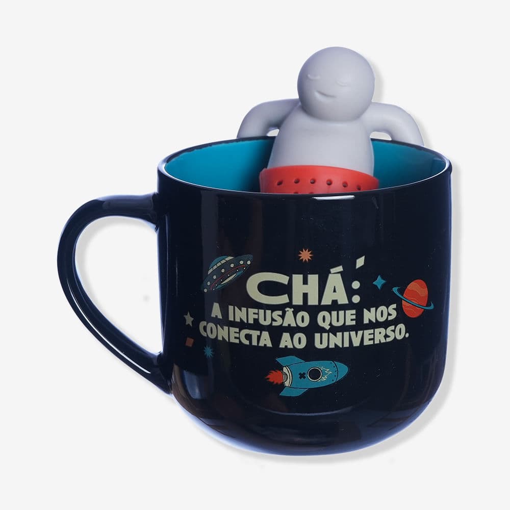 Caneca com Infusor para Chá Astronauta 350ml - Zonacriativa