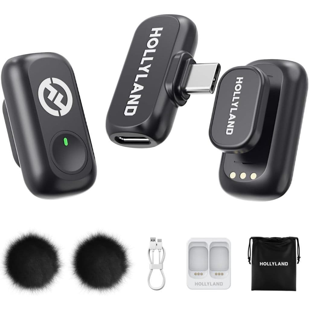 Hollyland LARK A1 Mini Duo Combo Microfone Sem Fio Mini para iPhone 15/16 e Android USB-C Microfone