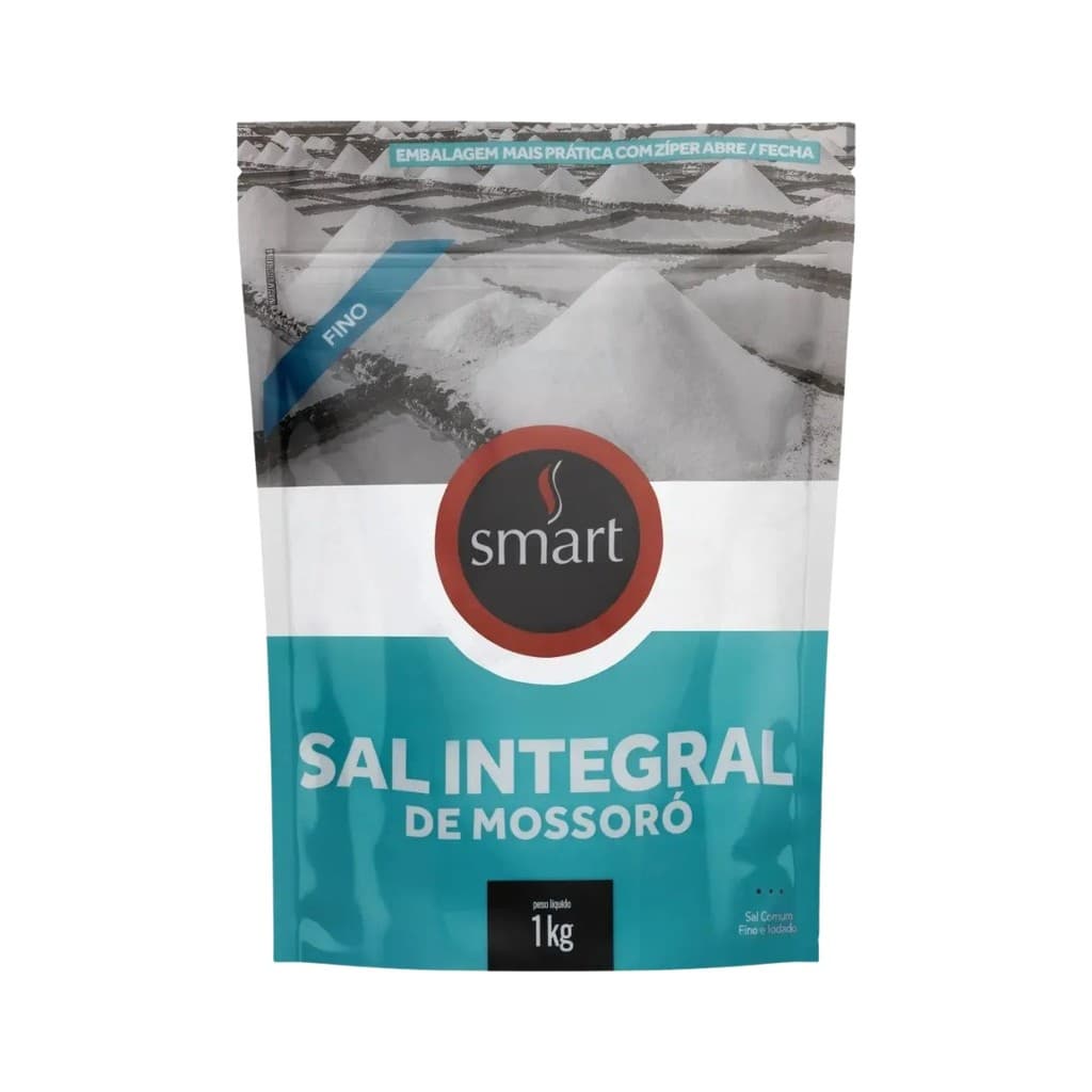 Kit 3 Sal Marinho Mossoró Integral Fino Moído Smart 1kg