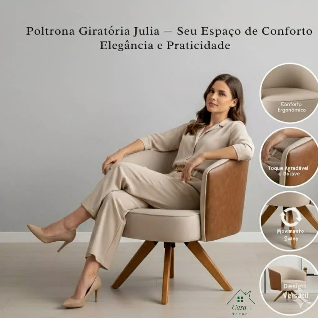 Poltrona Giratória Design Moderno – Conforto, Sofisticação e Qualidade em Cada Detalhe
