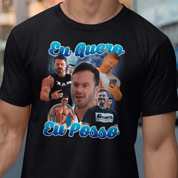 Camiseta Academia Cariani Meme Eu Quero Eu Posso Treino Oferta