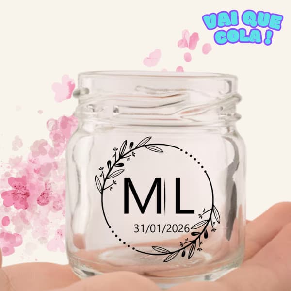 Adesivo Personalizado Inicial Casal Data Casamento Lembrancinha Redondo