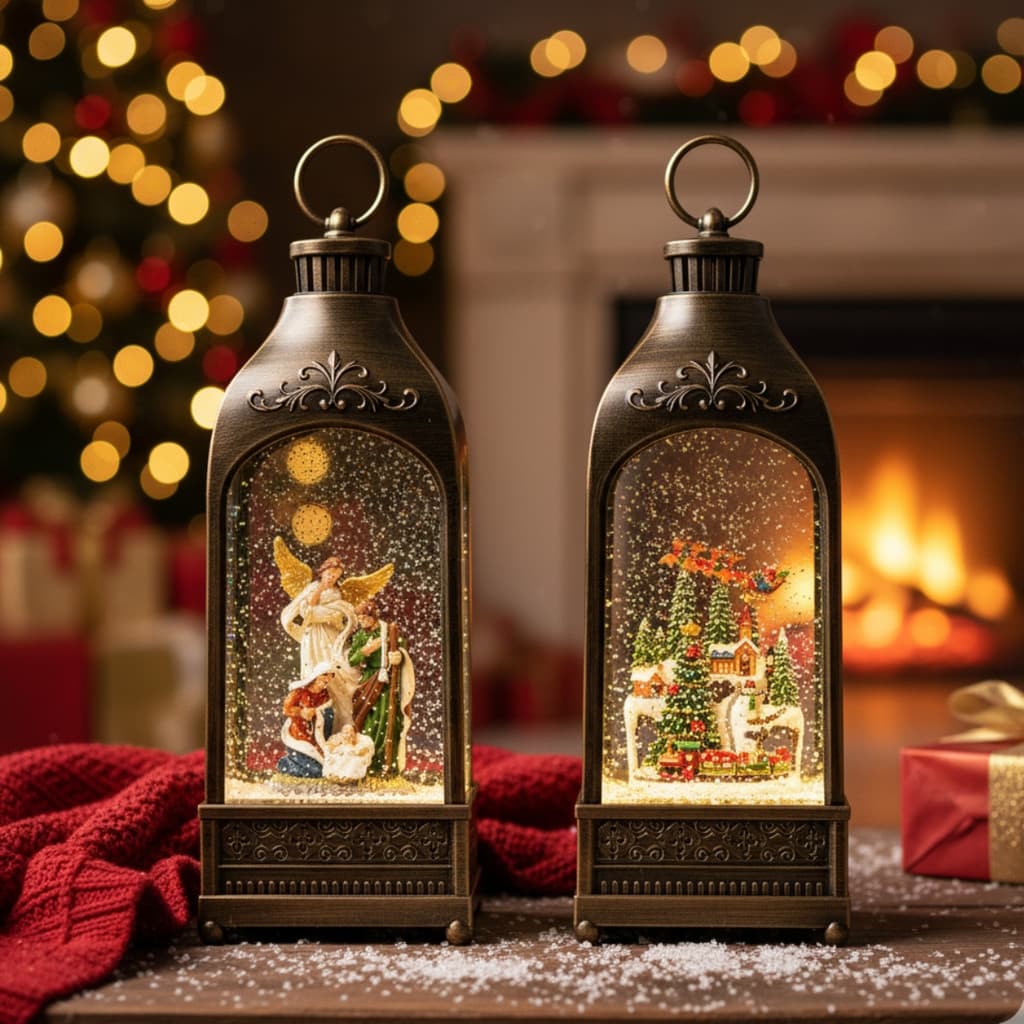 Lamparina De Natal Com Led Usb Neve Musical Com Leds 40cm