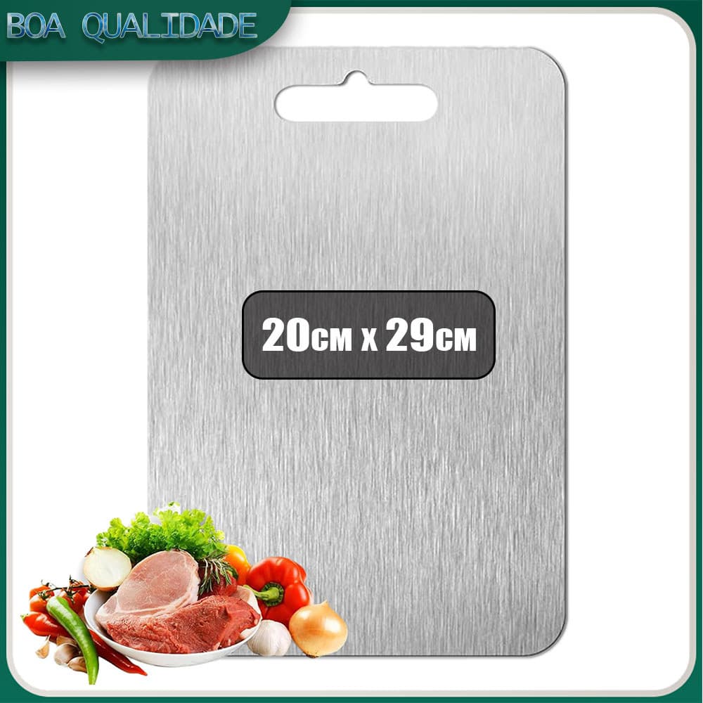 Tábua de corte dupla face em aço inoxidável para alimentos Tábua de corte para carne e produtos hortícolas - 20x29cm