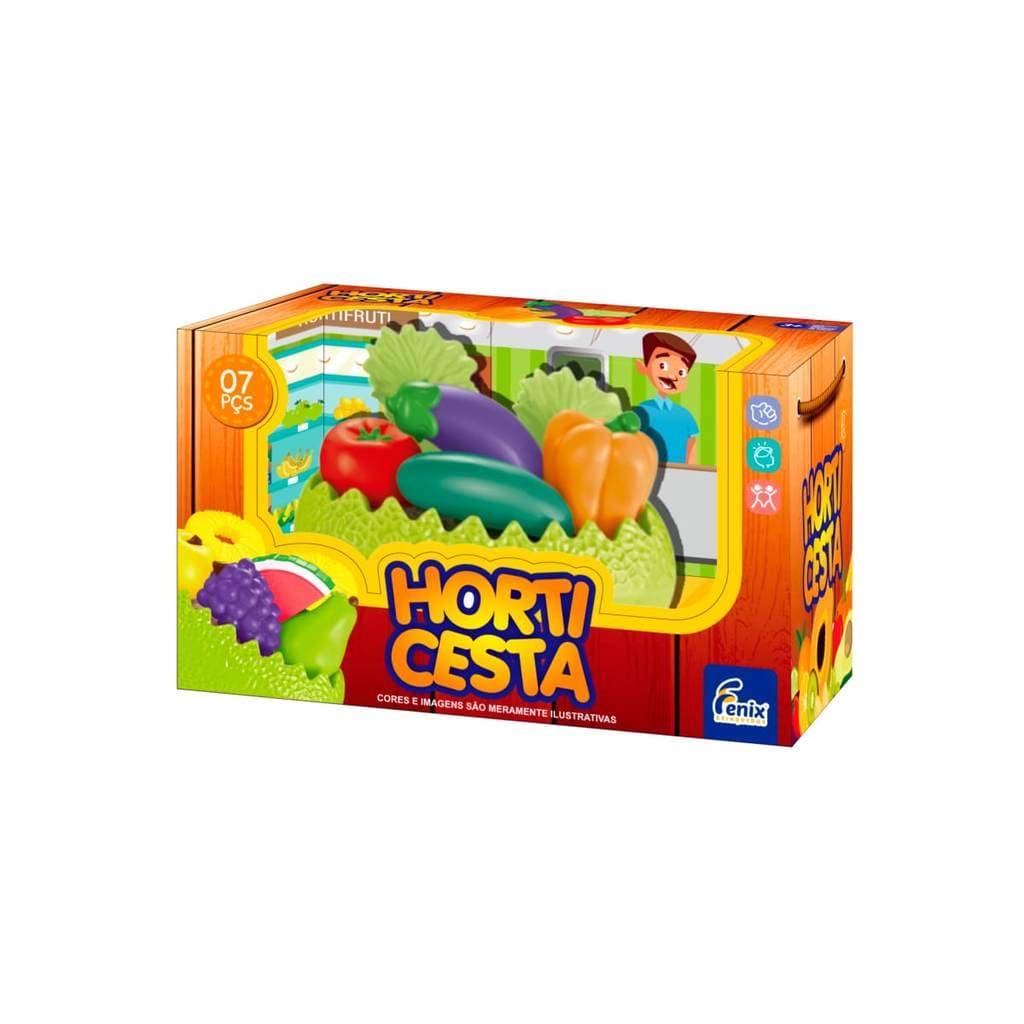 Brinquedo de Vinil Cesto de Legumes e Vegetais 7 Peças - Fenix