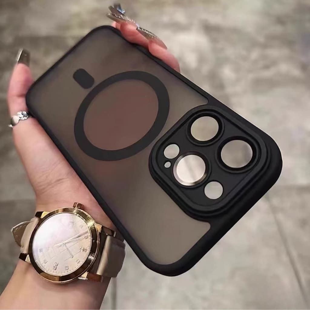 Capa premium fosca à prova de choque para iPhone, compatível com MagSafe.