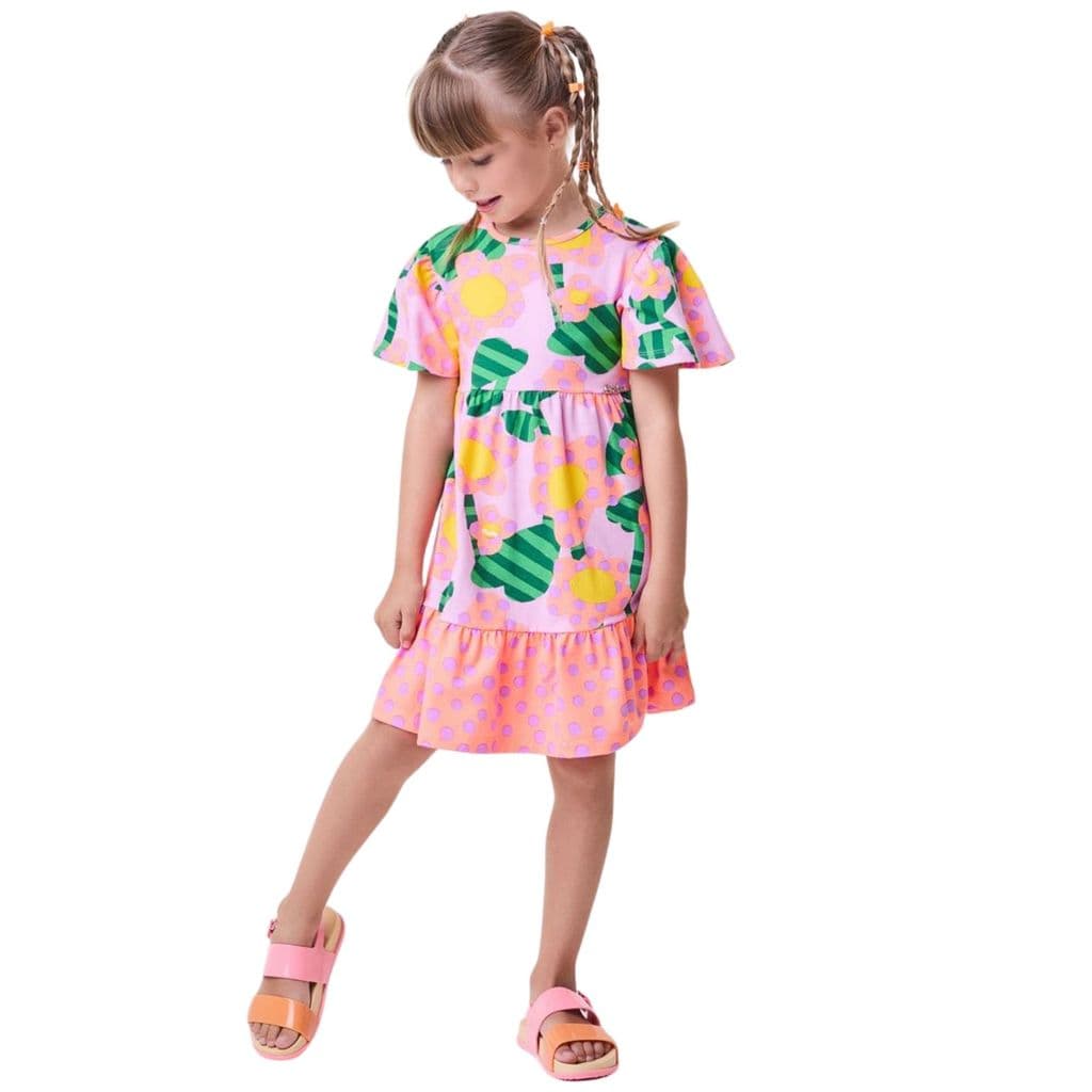 Vestido Floral com Poas - Bimbi