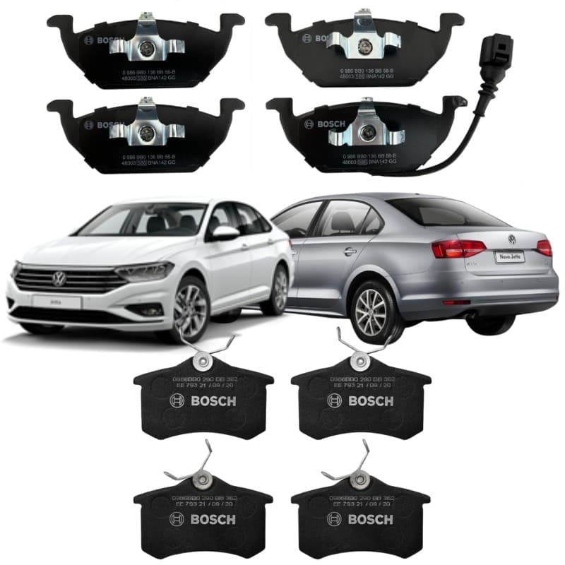 Kit Pastilha de Freio Dianteira e Traseira Jetta 2.0 Aspirado 2011 2012 2013 2014 2015 2016 Bosch