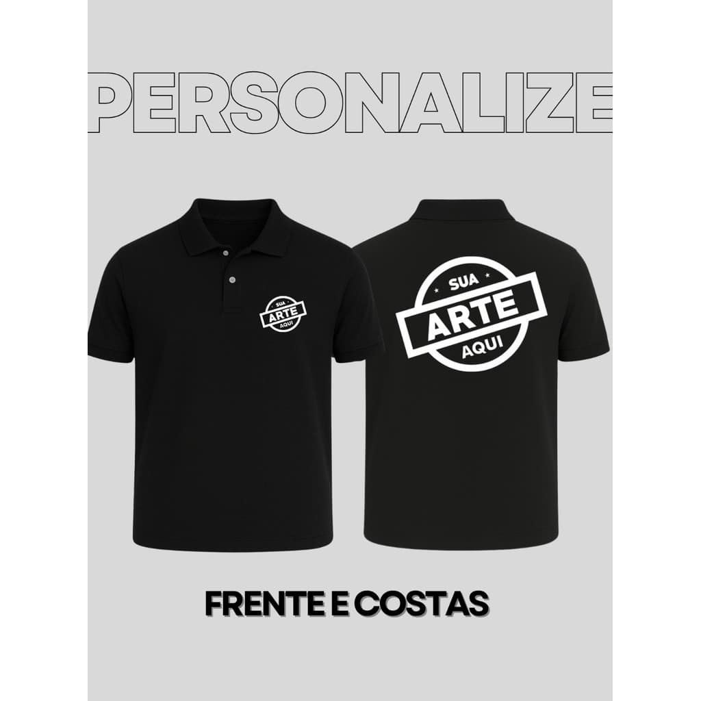 Camisa Polo Plus Size Personalizada Frente E Costas Piquet Algodão Uniforme Empresa Logo