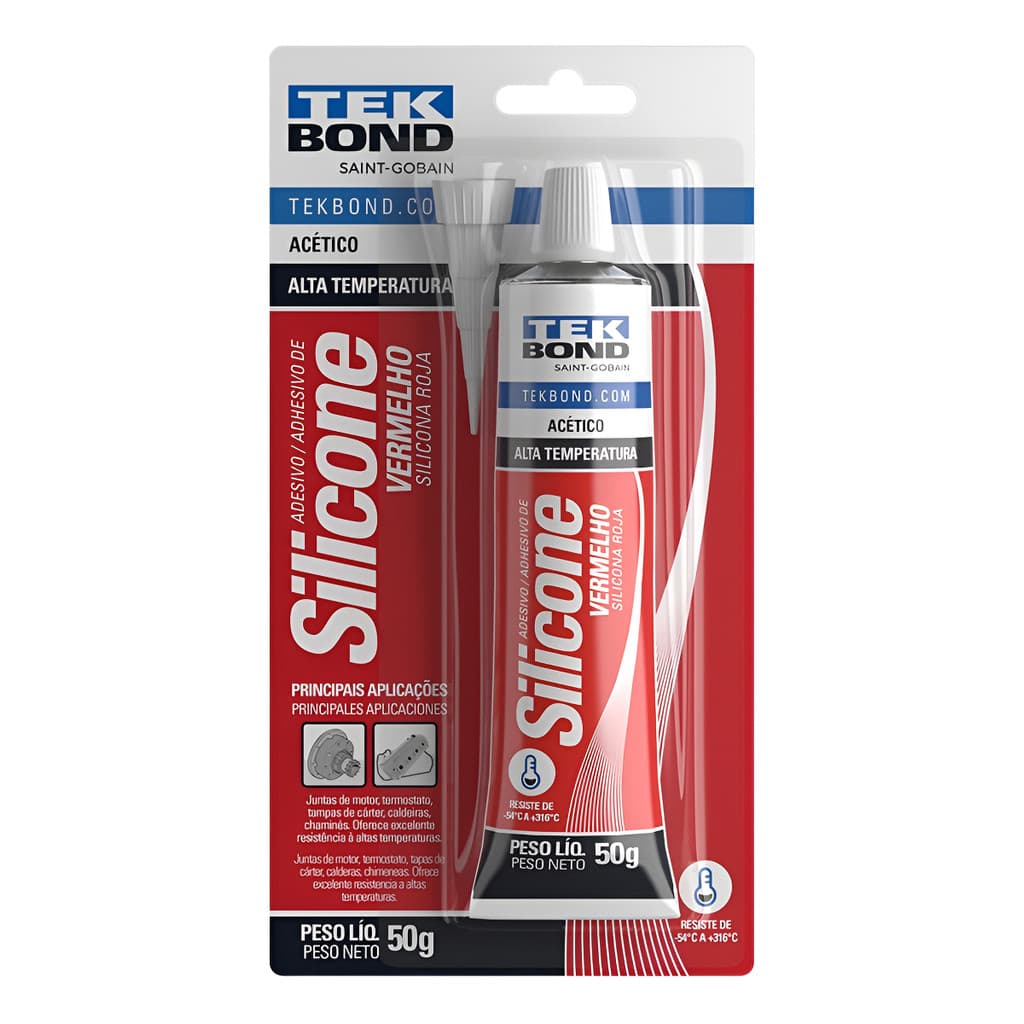 Cola Junta Silicone Alta Temperatura Preto Cinza Vermelho