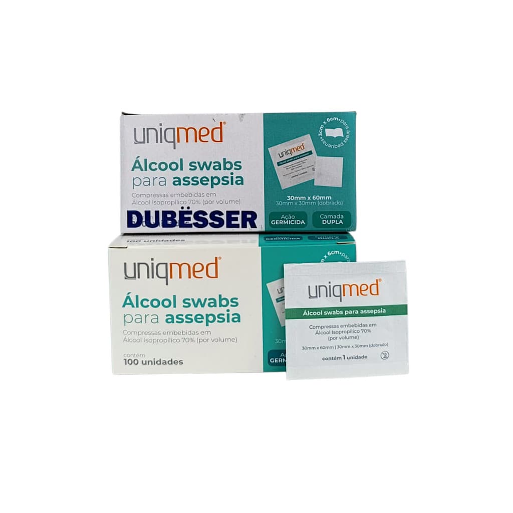 ÁLCOOL SWABS 200un  PARA ASSEPSIA (30X60MM) 2 CAIXAS 100 UN/CX laboratório análises clínicas equipamento