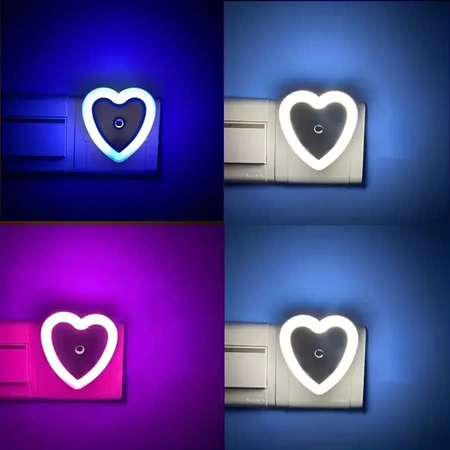 Economia De Energia Inteligente LED Em Forma De Coração nightlight plug-in Quarto Cabeceira Sono Controle De Luz Lâmpada