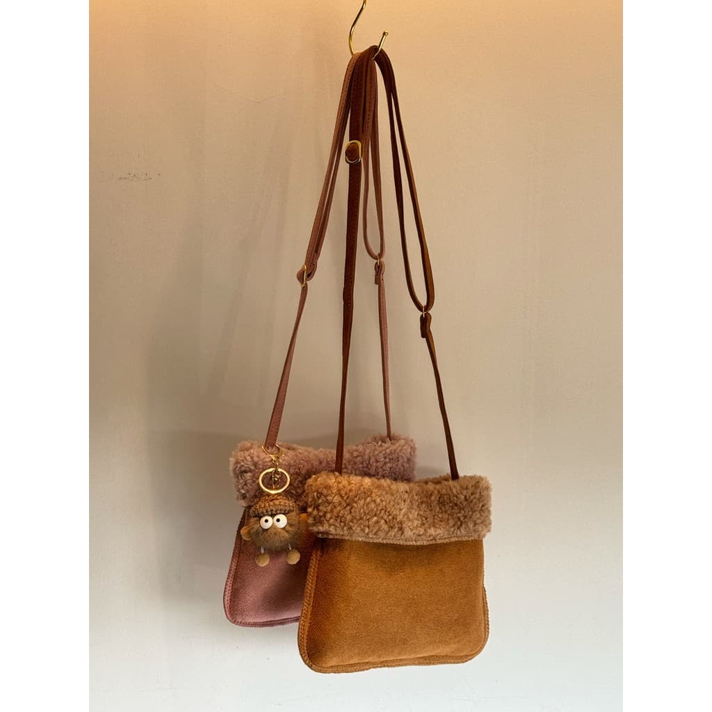 Meu outono inverno macio cera imitação de pele de veado camurça pequena bolsa para celular estilo ins retrô fofo bolsa D