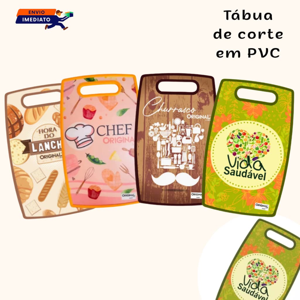 Tábua De Corte Para Legumes Carnes Vegetais Original Line Feita de PVC Resistente Salada Vida Saudável