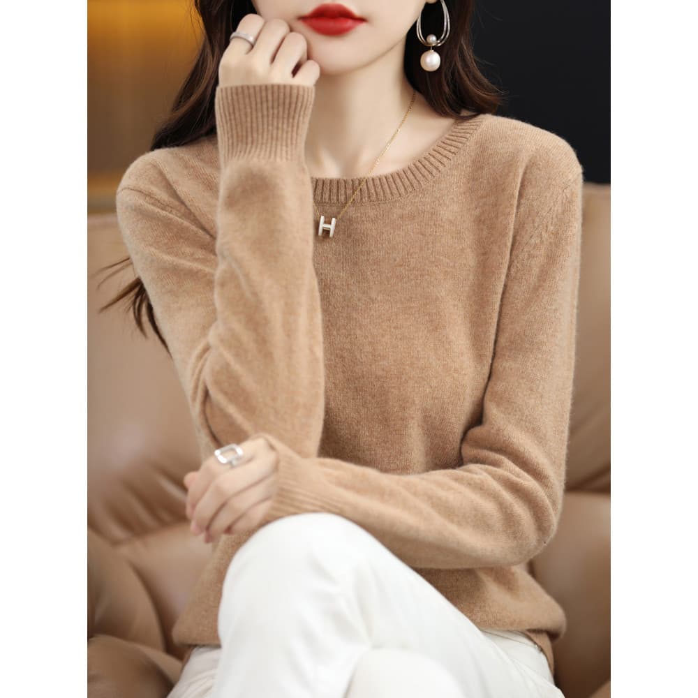 Primavera outono inverno novo estilo baixo em torno do pescoço camisola feminina solta estilo fino roupa interior mais m