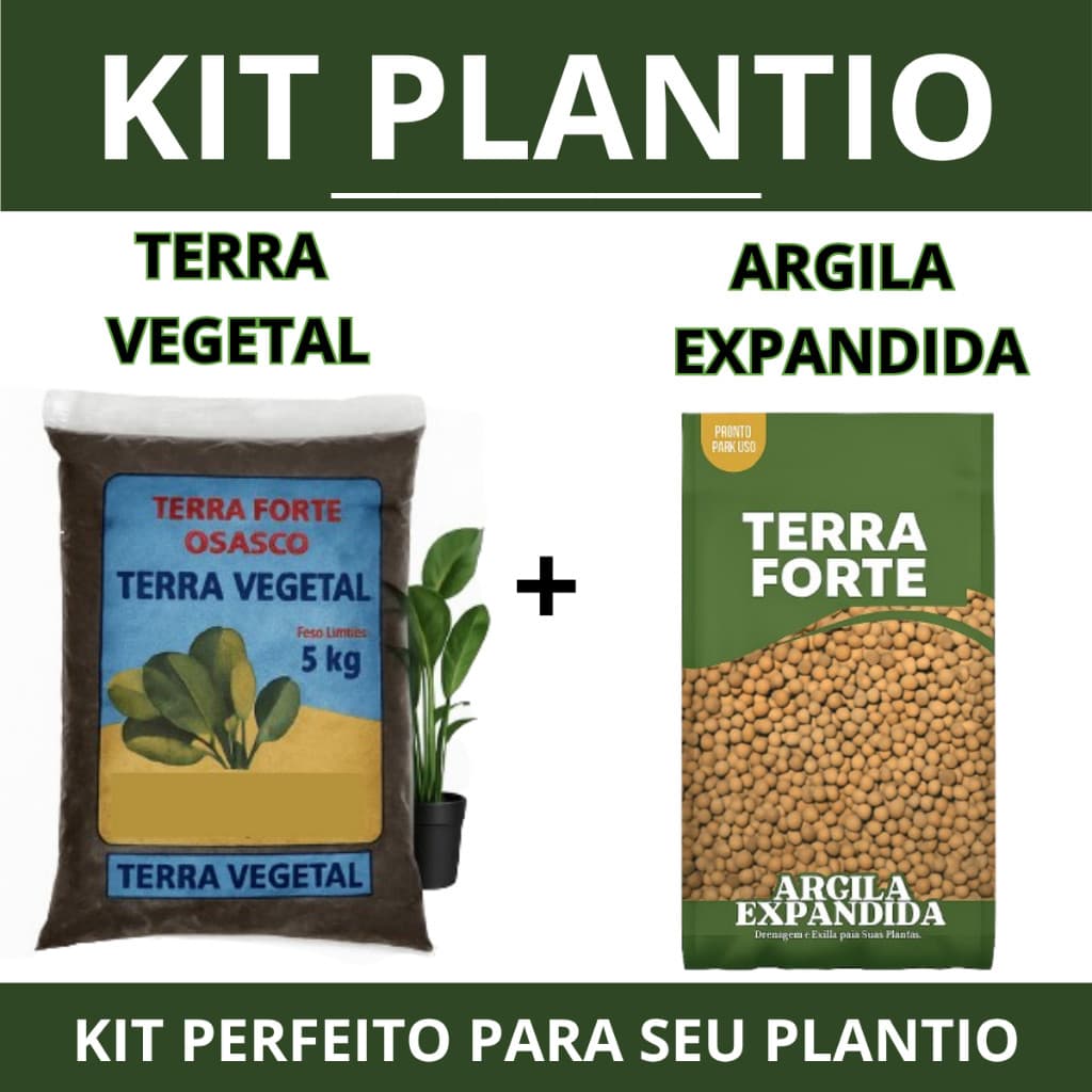 Kit Plantio Franco Garden – Terra Vegetal Adubada + Argila Expandida | 2kg / 5kg / 10kg
