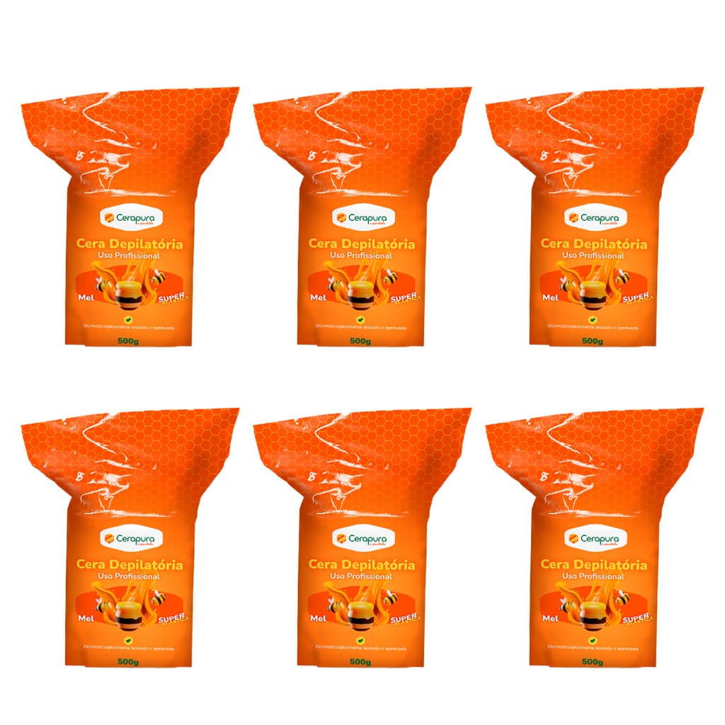 Kit 6 Cera depilatoria elastica de mel (cerapura) Total 3 kg