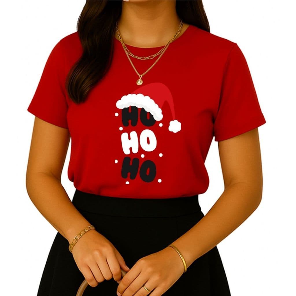 Camiseta Natalina, Festas, Ano Novo, Reveilon, Fim de Ano, Algodão Premium Estilo Look de Natal Feminino