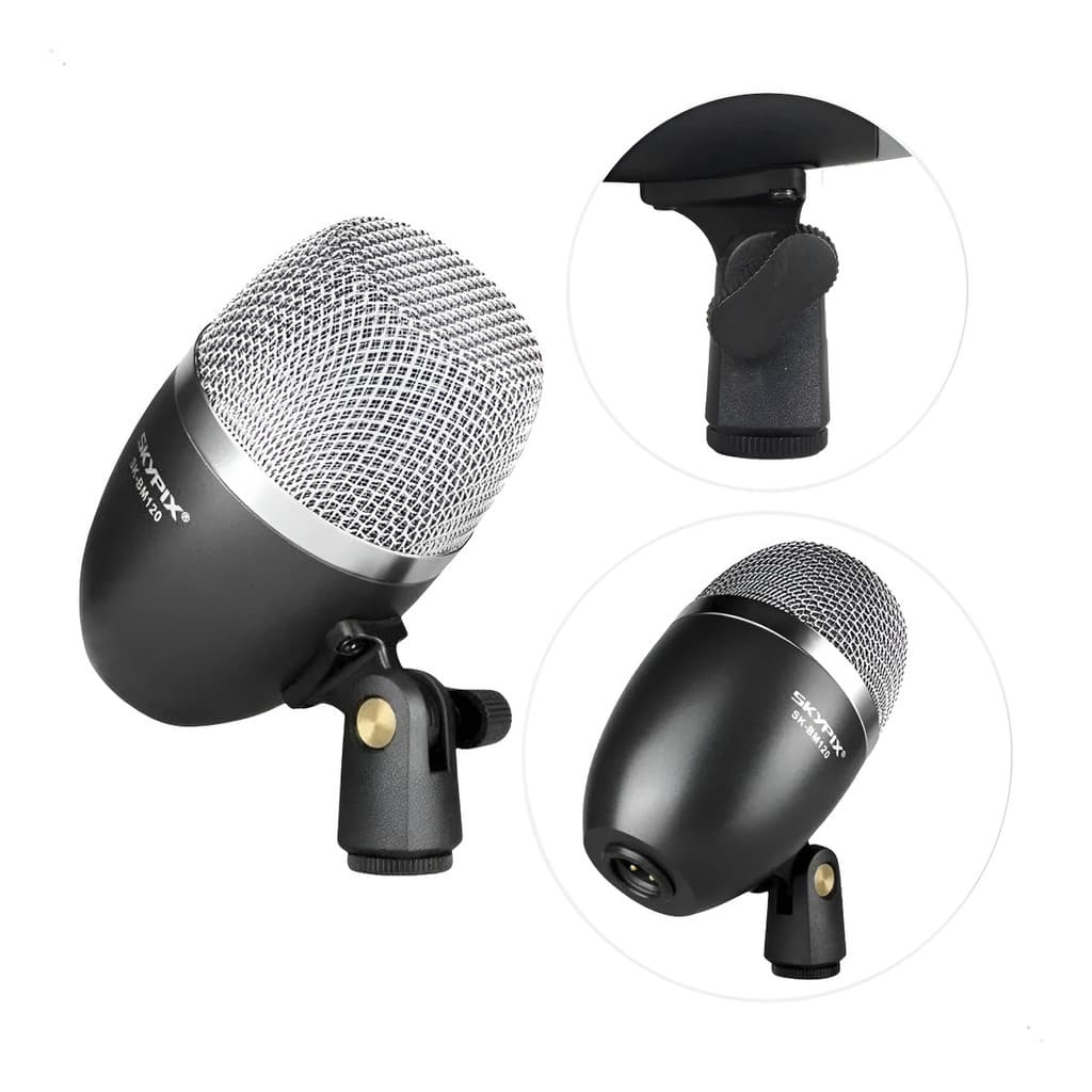 Microfone Dinâmico Skypix Sk-bm120 Com Fio Cardioide Bumbo Preto
