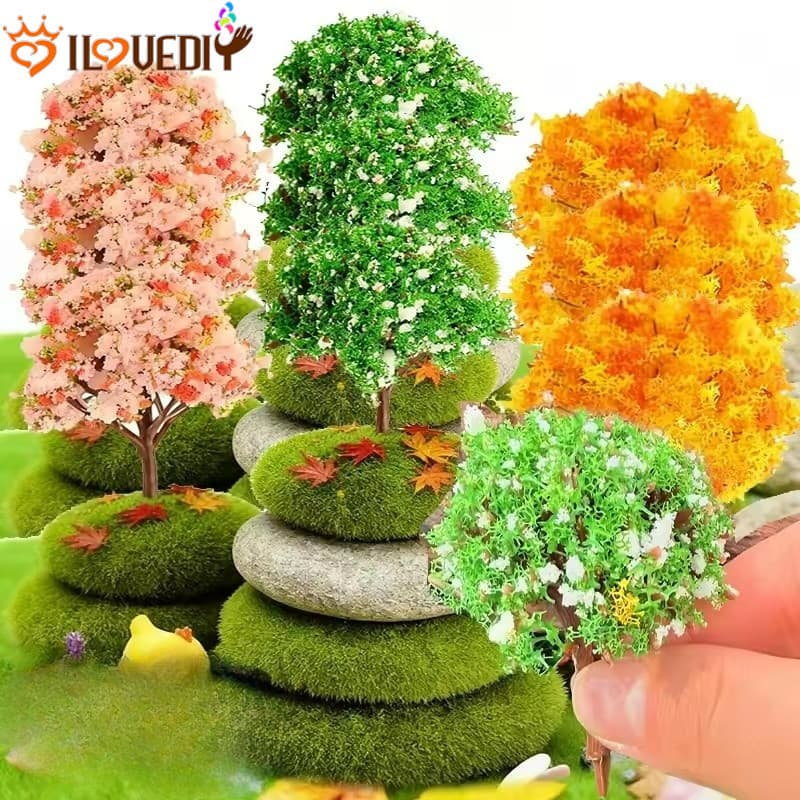 Conjunto De Decoração De Jardim De Fadas Para Aquário | 6 Mini Árvores De Paisagem De Plástico Colorido Modelos Em Minia