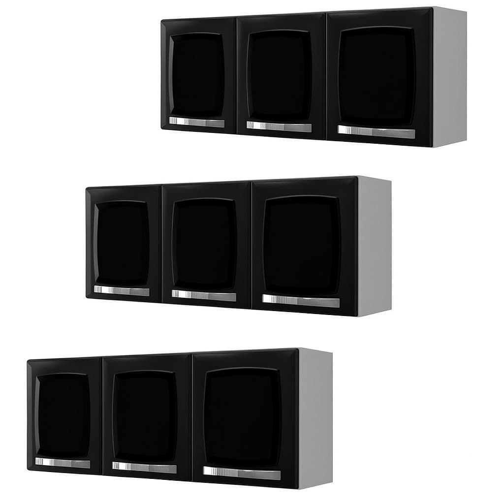 Armários Aéreos Itatiaia Rose Kit 3 Compacto Em Aço 3 Portas