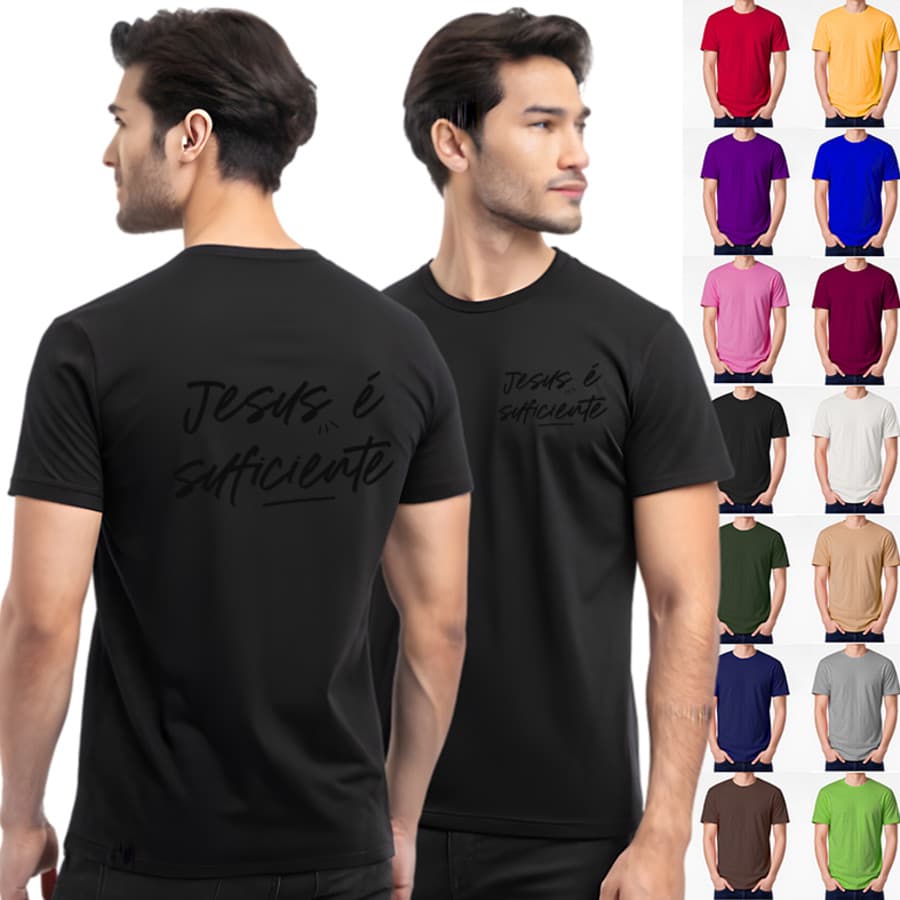Camiseta Unissex Jesus É Suficiente Deus Católica Fé Preto 100% Algodão Feminina Masculina